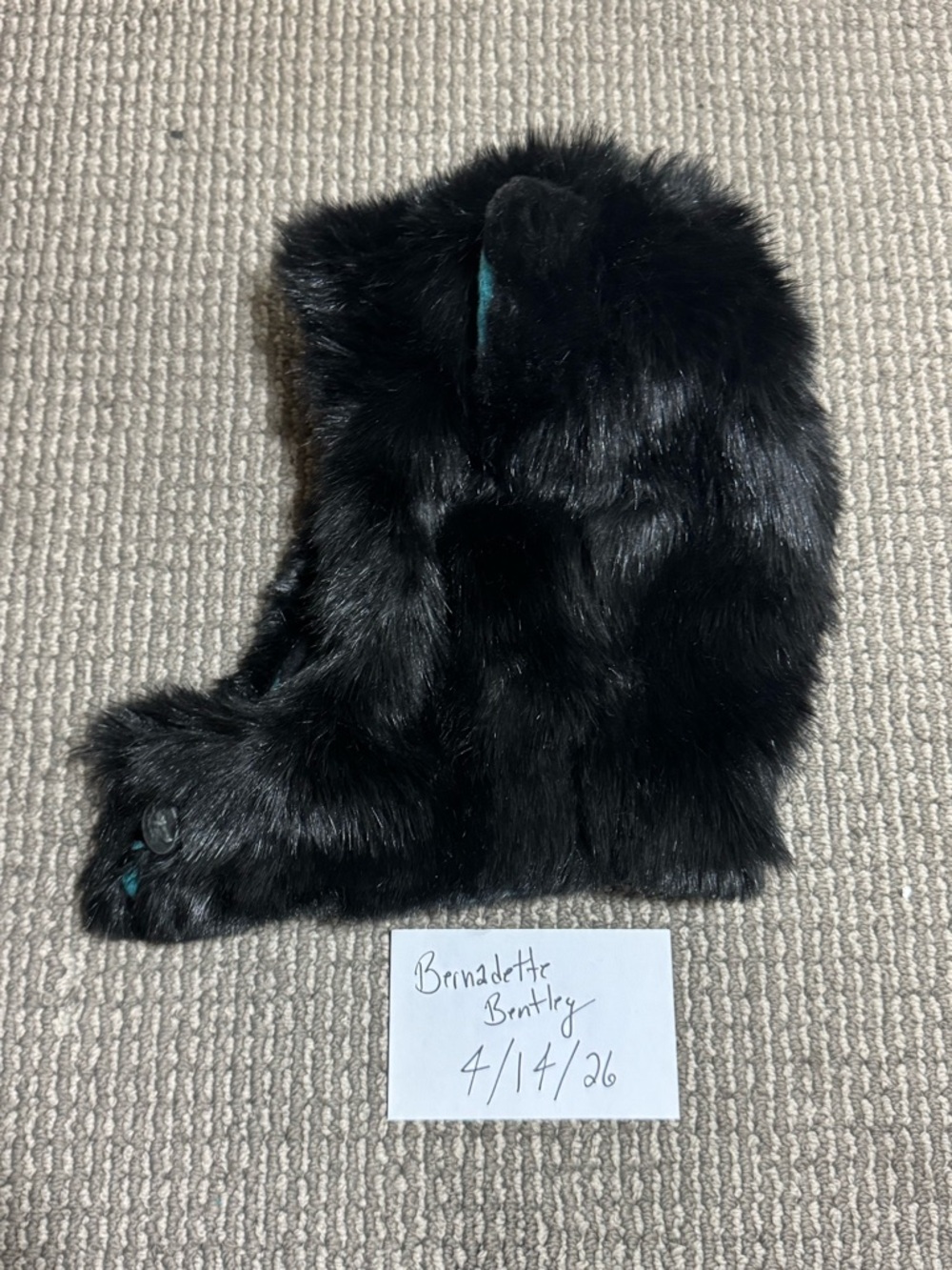 SpiritHoods Black Wolf Half Hood with Teal inside - Picture 3 of 4